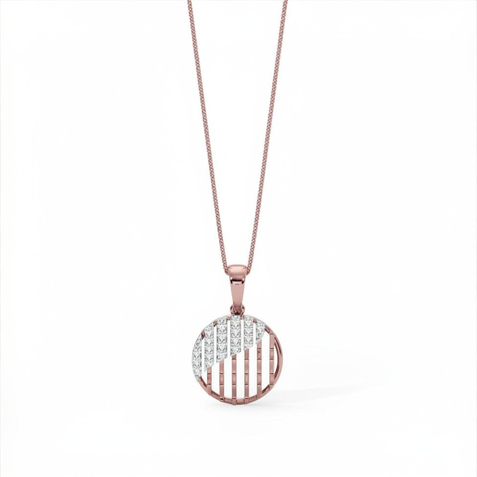 Circular Grid Gold Diamond Pendant