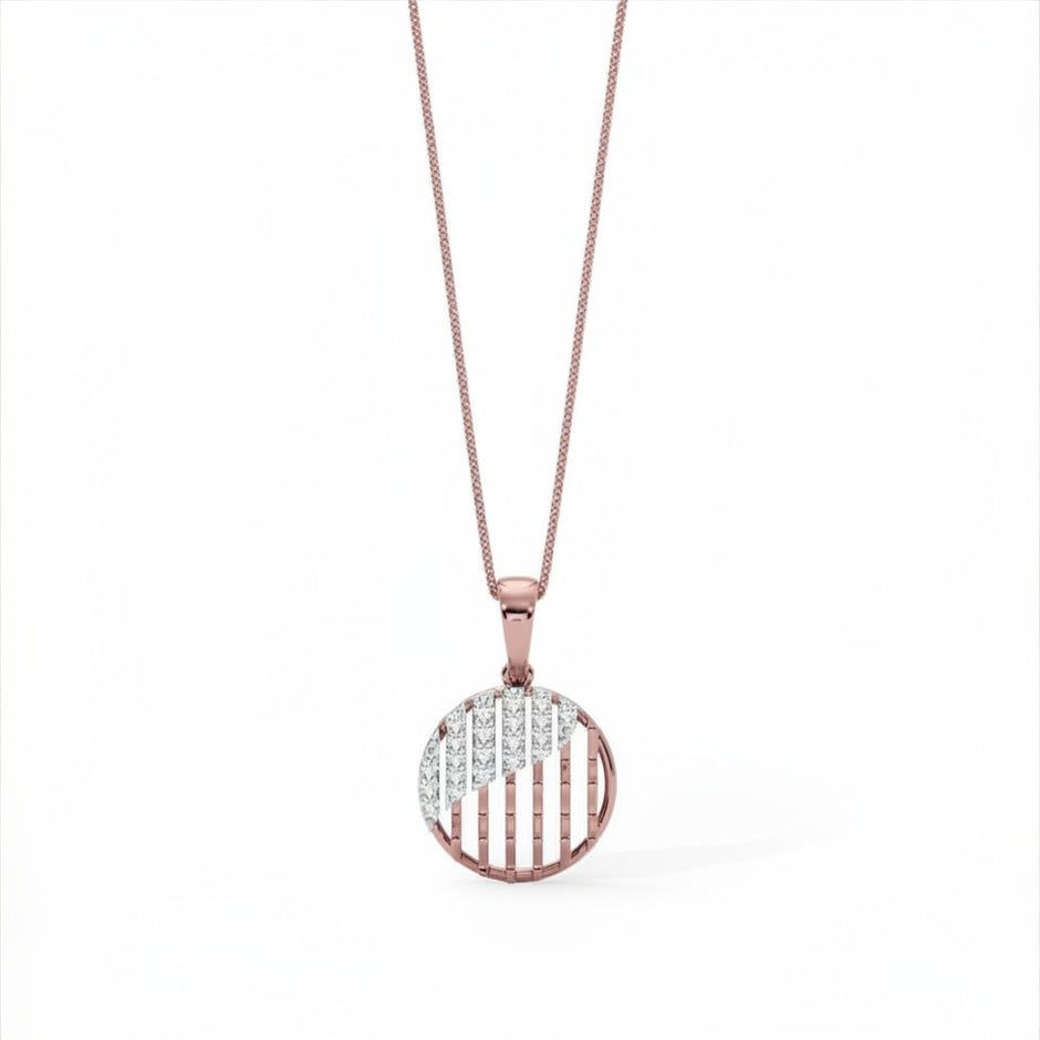 Circular Grid Gold Diamond Pendant