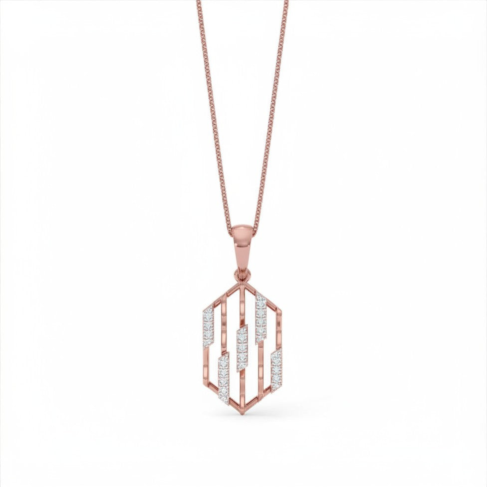 Hexagonal Lattice Gold Diamond Pendant