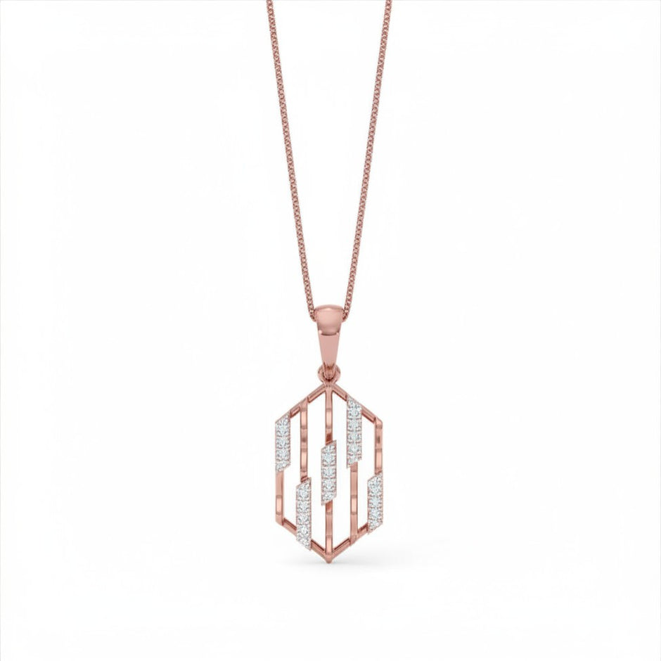 Hexagonal Lattice Gold Diamond Pendant