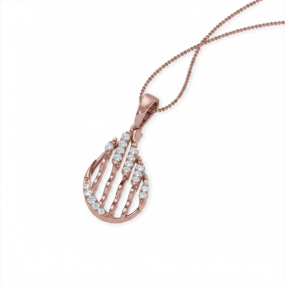 Lattice Teardrop Gold Diamond Pendant