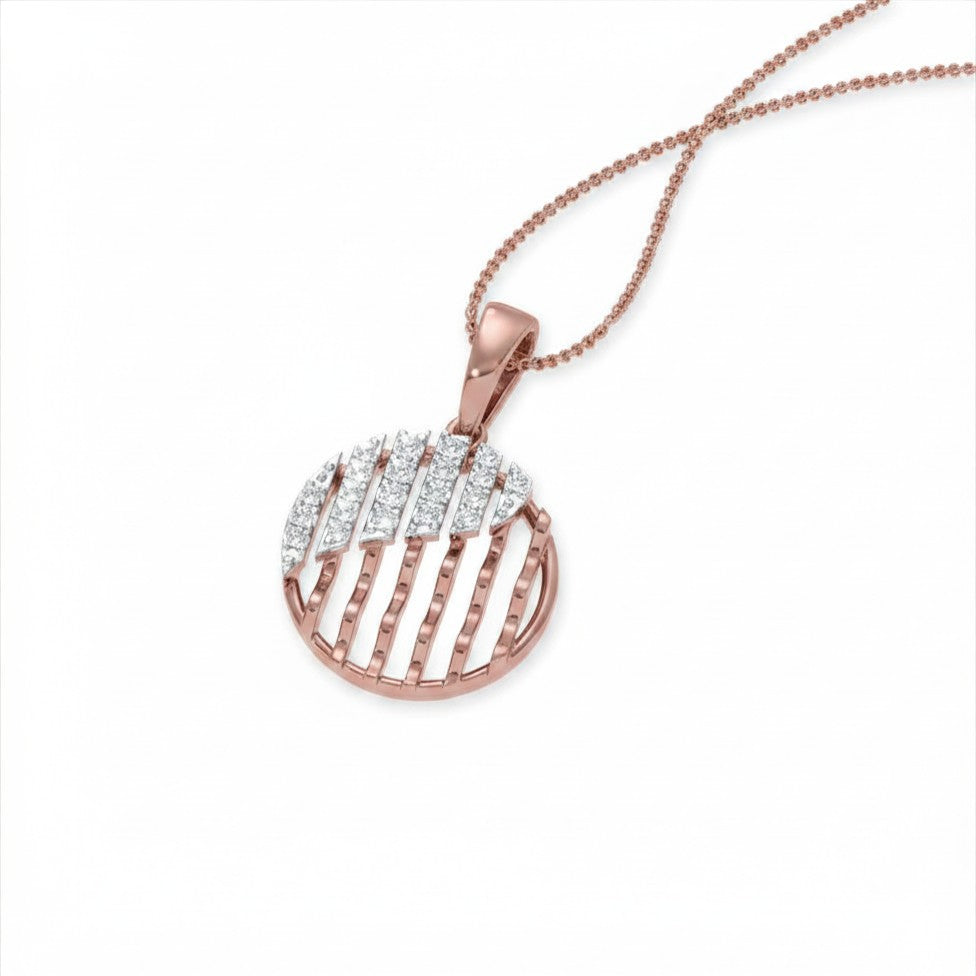 Circular Grid Gold Diamond Pendant