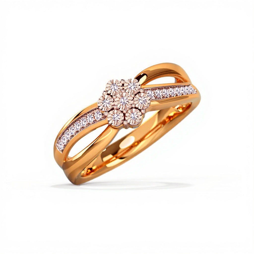 Blossom Flower Gold Diamond Ring