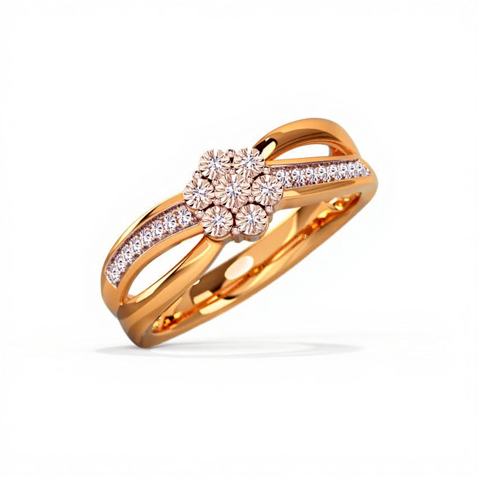 Blossom Flower Gold Diamond Ring