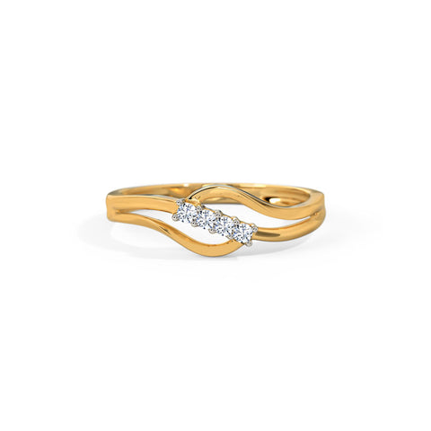 Gold ring with diamond on a white background