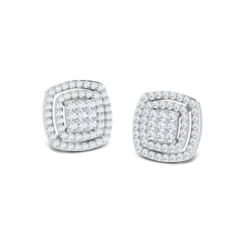 Pair of diamond earrings on a white background