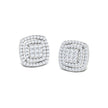 Pair of diamond earrings on a white background