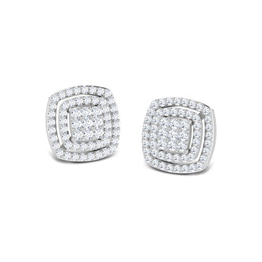 Pair of diamond earrings on a white background