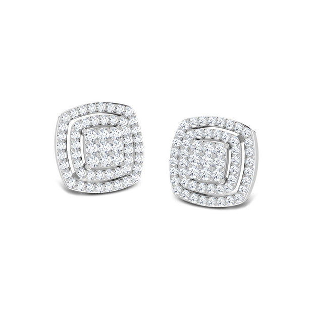 Pair of diamond earrings on a white background