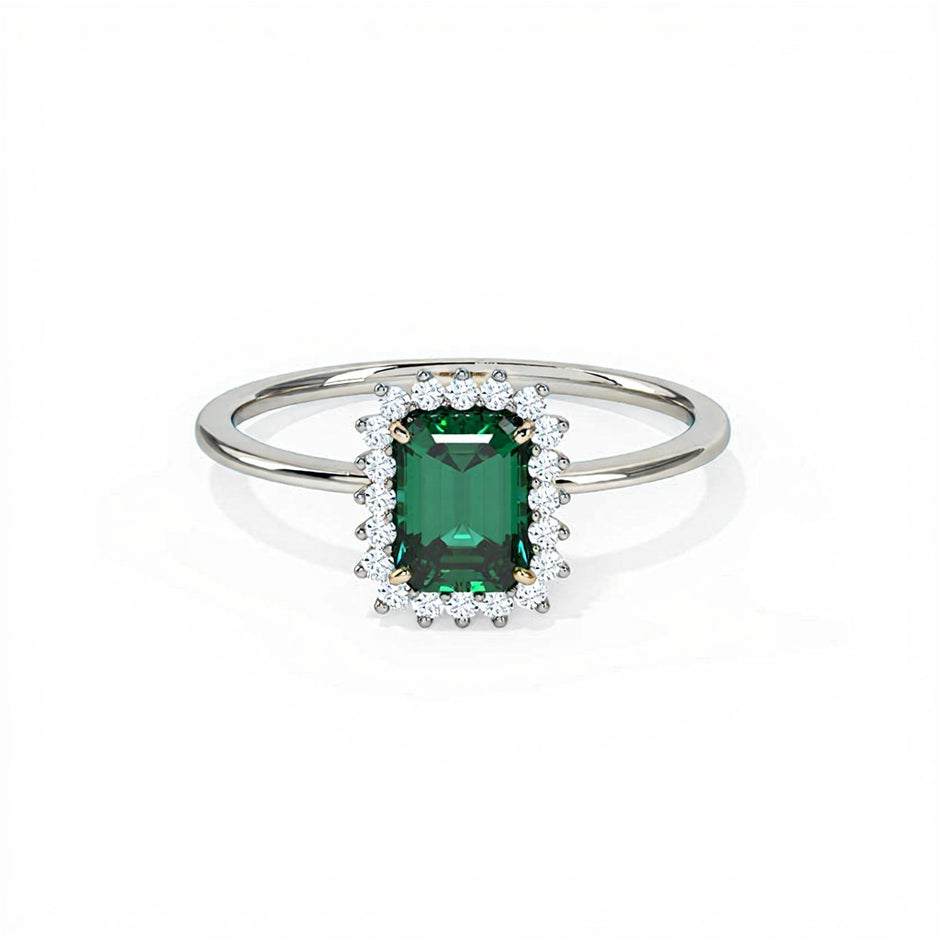 Green Stone Gold Diamond Ring Diana Style
