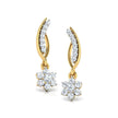 Floral Leaf Gold Diamond Earrings