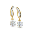 Floral Leaf Gold Diamond Earrings