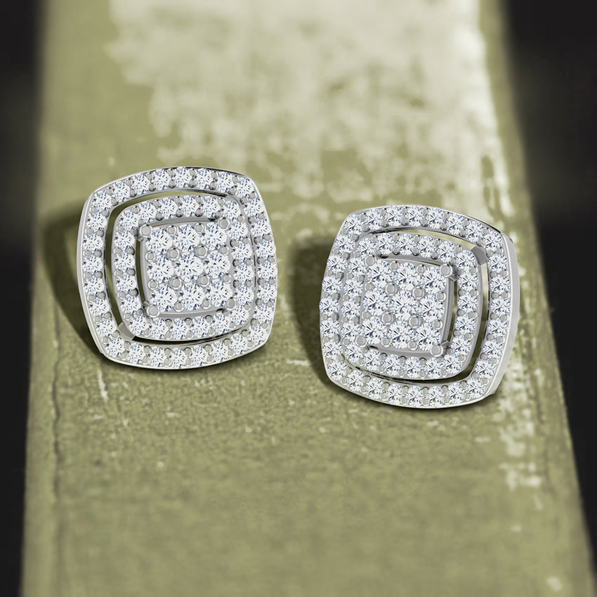 Dazzle Cluster Gold Diamond Earrings