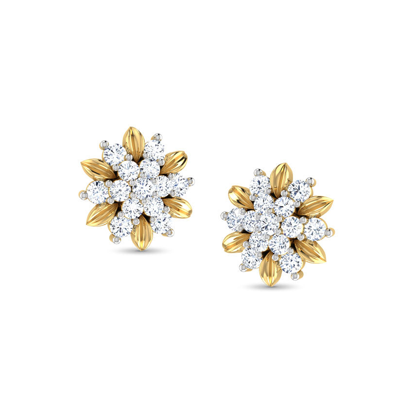 Floral Gold Diamond Earrings