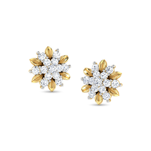 Floral Gold Diamond Earrings