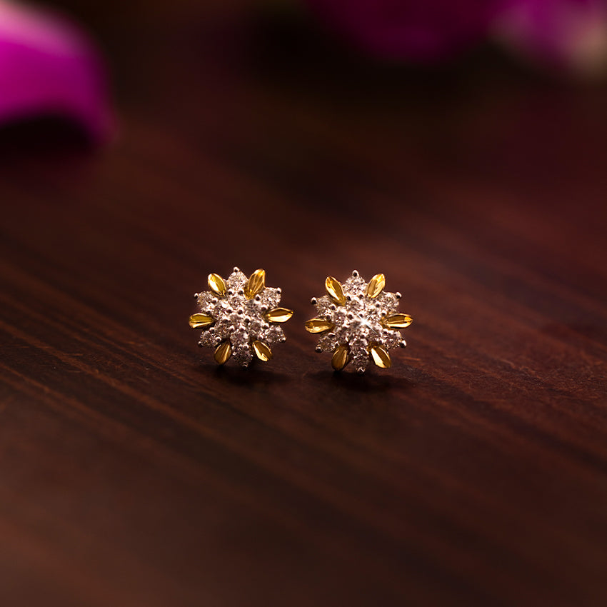 Floral Gold Diamond Earrings
