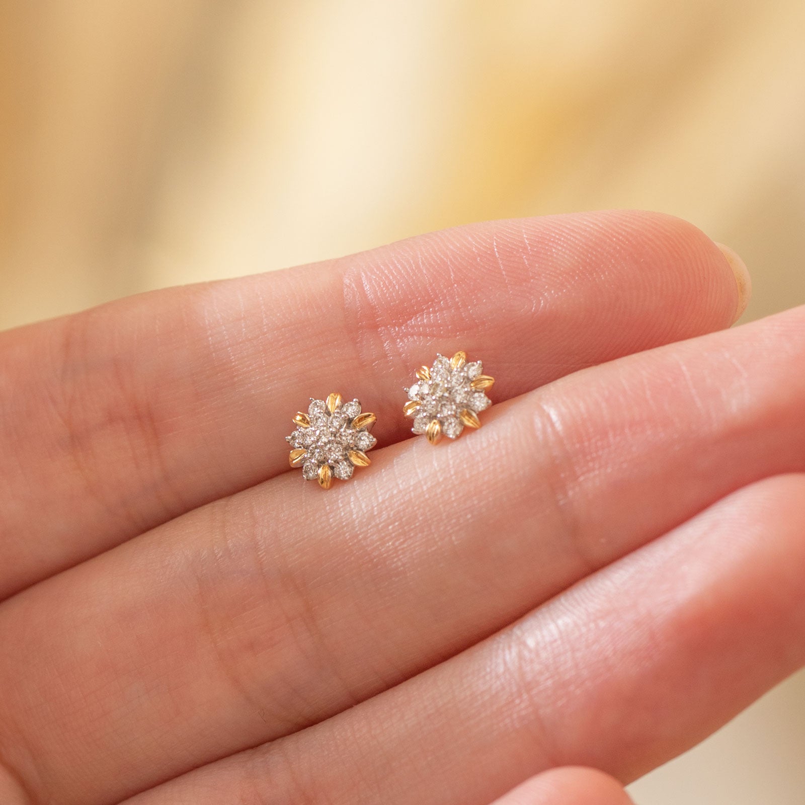 Floral Gold Diamond Earrings