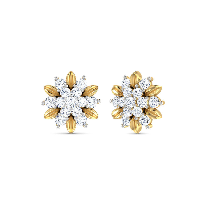Floral Gold Diamond Earrings