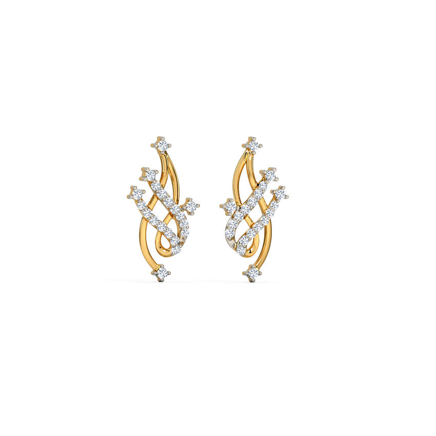 Celestial Lattice Gold Diamond Earrings