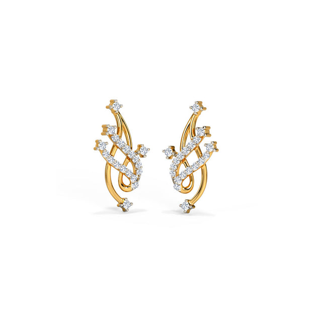 Celestial Lattice Gold Diamond Earrings