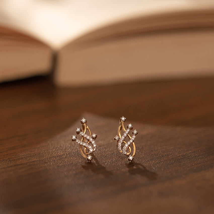 Celestial Lattice Gold Diamond Earrings