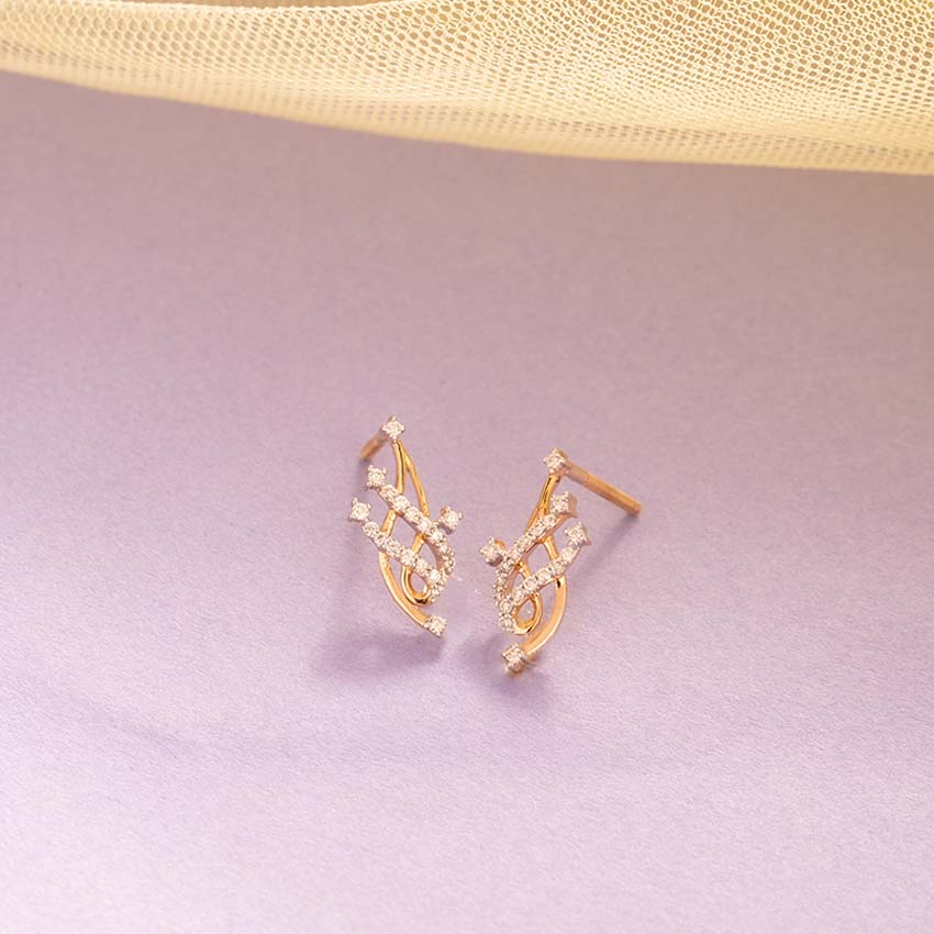 Celestial Lattice Gold Diamond Earrings