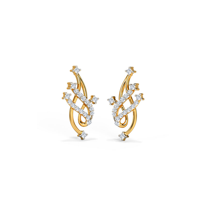 Celestial Lattice Gold Diamond Earrings