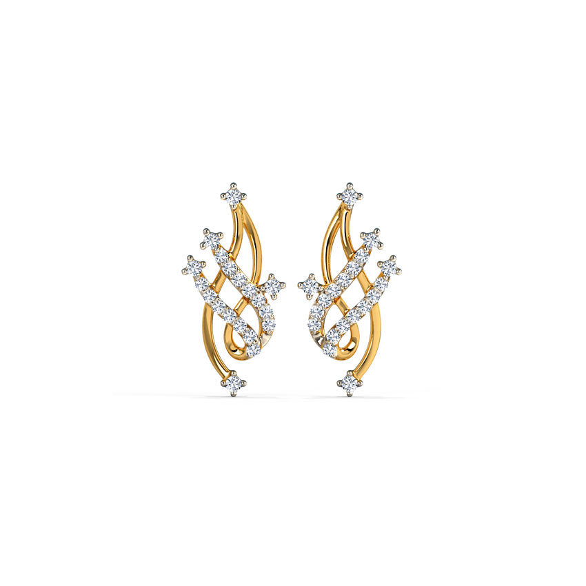 Celestial Lattice Gold Diamond Earrings
