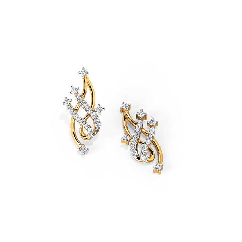 Celestial Lattice Gold Diamond Earrings