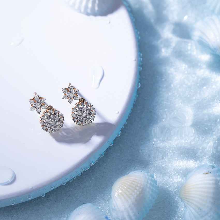 Star Cluster Gold Diamond Earrings