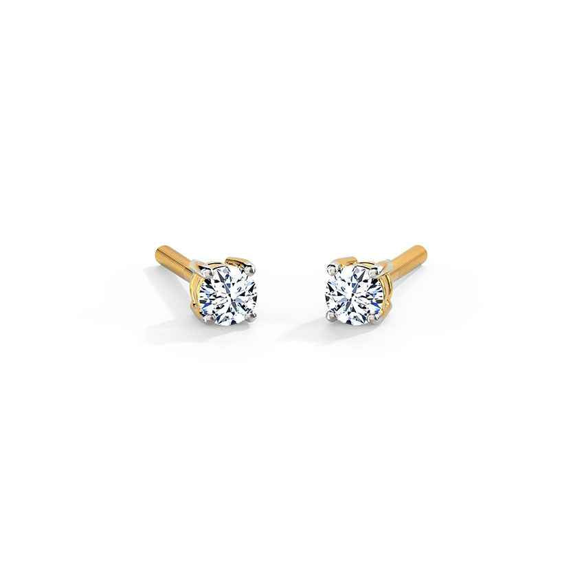 Solitaire Gold Diamond Earrings