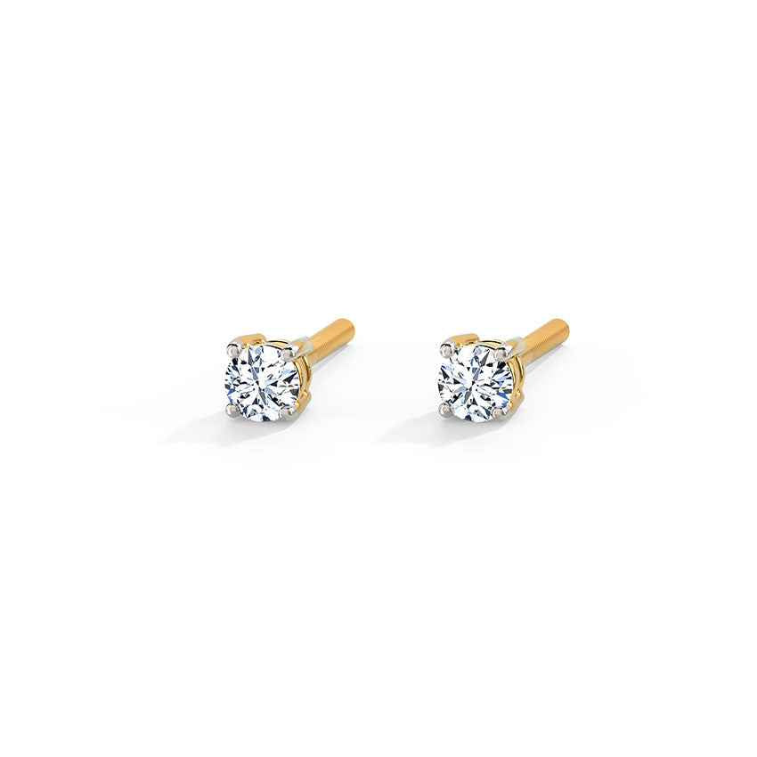 Solitaire Gold Diamond Earrings