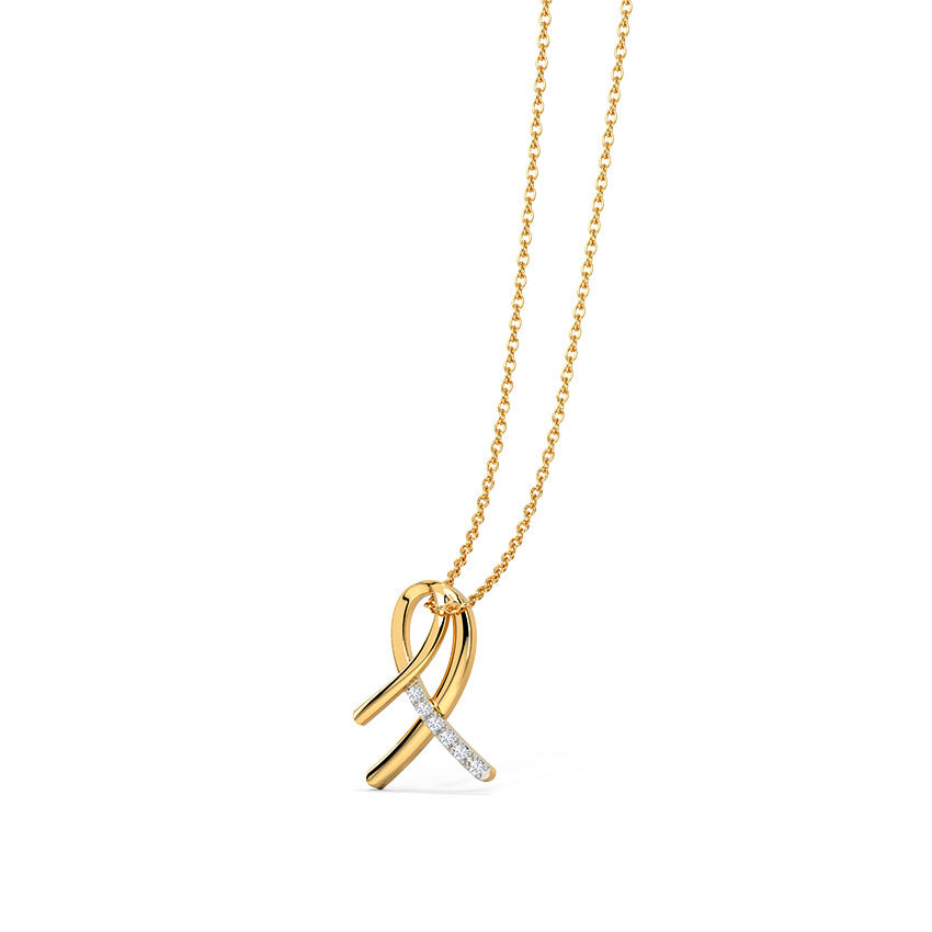Ribbon Gold Diamond Pendant