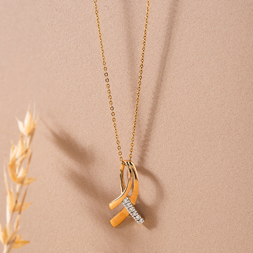 Ribbon Gold Diamond Pendant