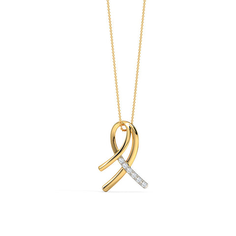 Ribbon Gold Diamond Pendant