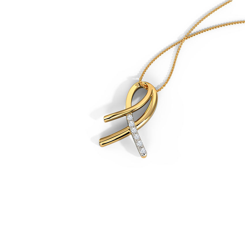 Ribbon Gold Diamond Pendant