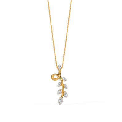 Dropping Leaf Gold Diamond Pendant
