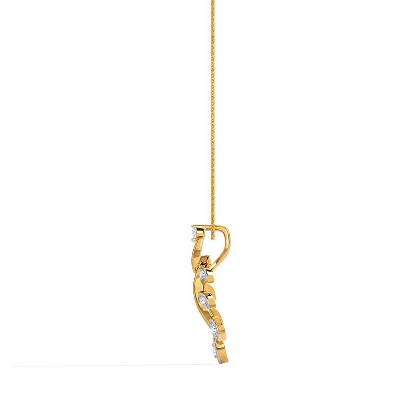 Dropping Leaf Gold Diamond Pendant