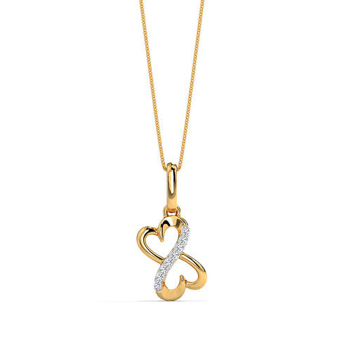 Intertwined Heart & Infinity Gold Diamond Pendant
