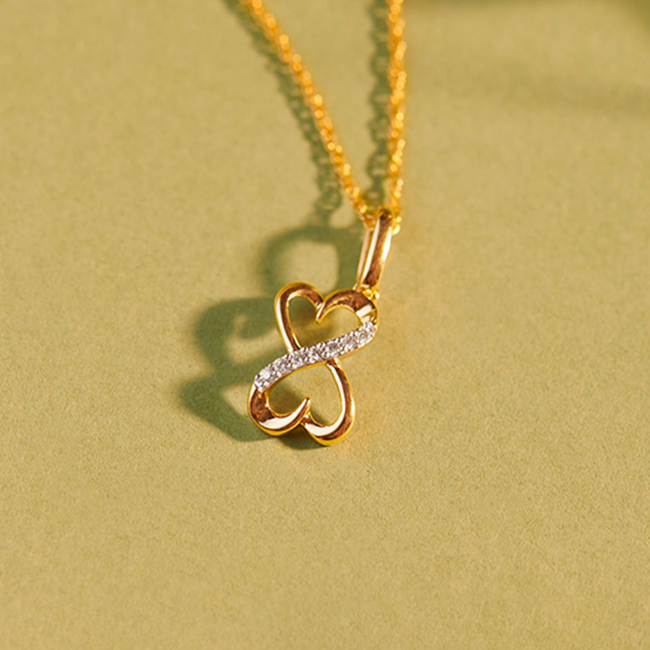 Intertwined Heart & Infinity Gold Diamond Pendant