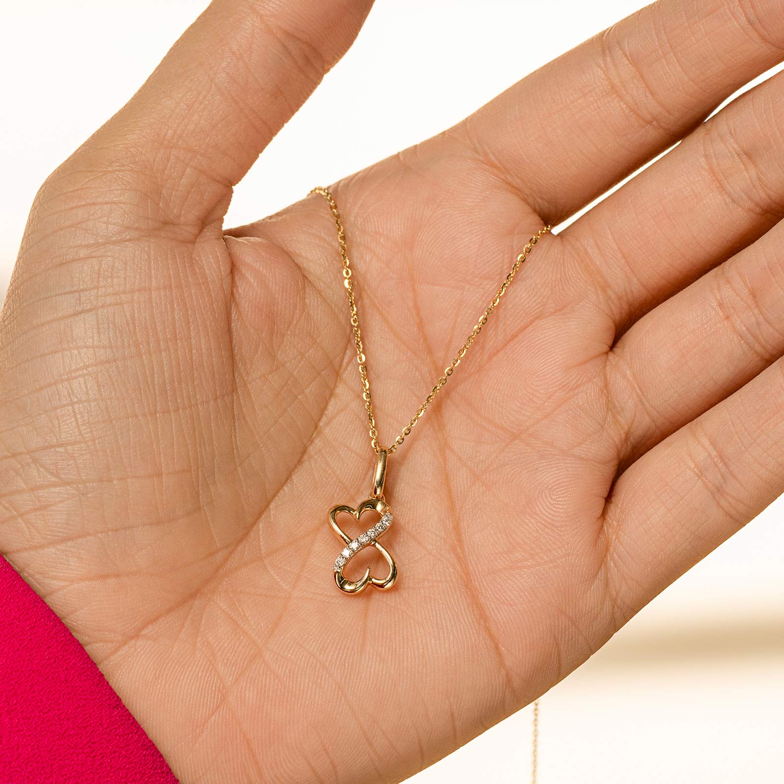 Intertwined Heart & Infinity Gold Diamond Pendant