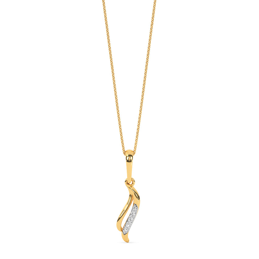 Leaf Gold Diamond Pendant