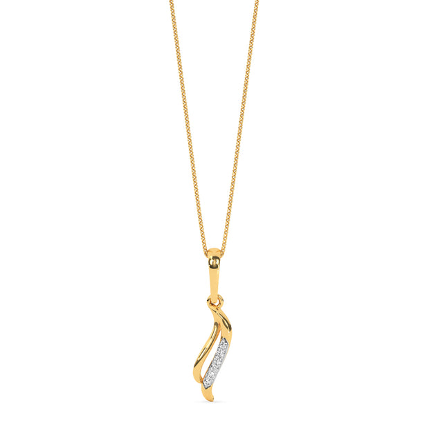 Leaf Gold Diamond Pendant