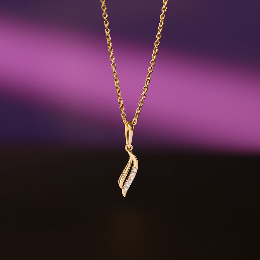 Leaf Gold Diamond Pendant