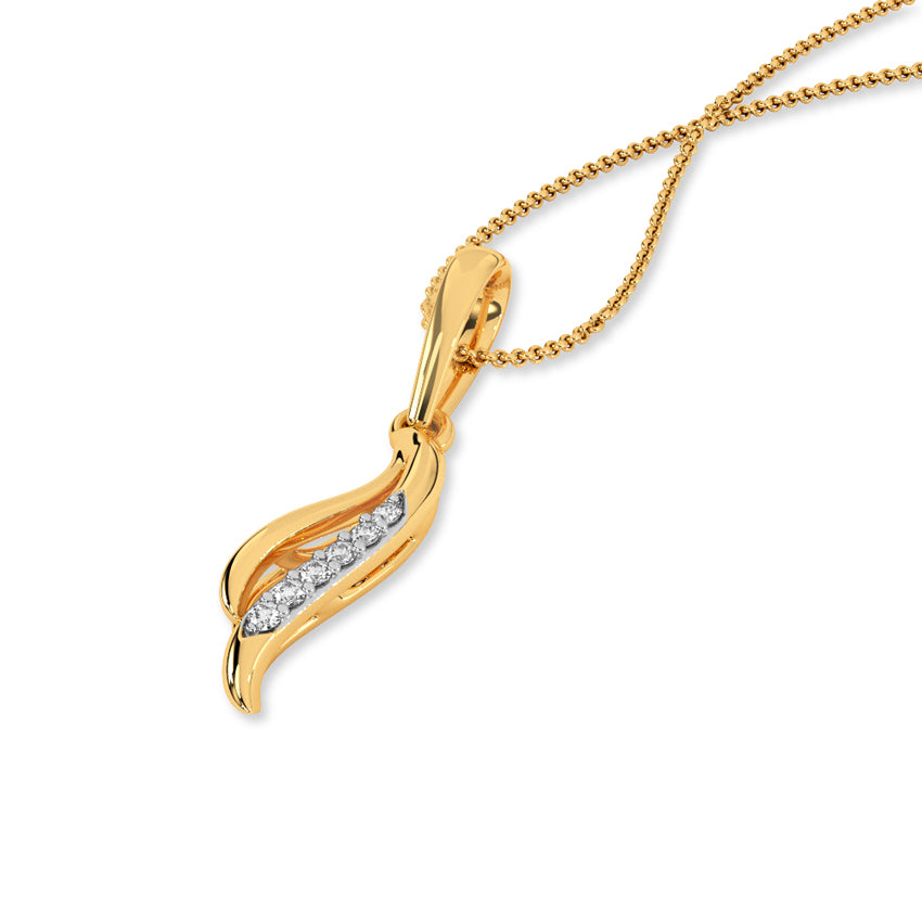 Leaf Gold Diamond Pendant