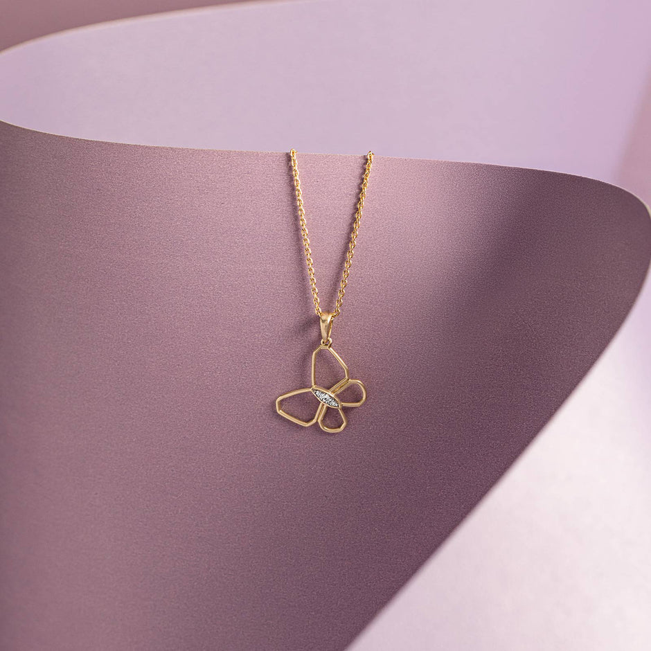 Butterfly Gold Diamond Pendant