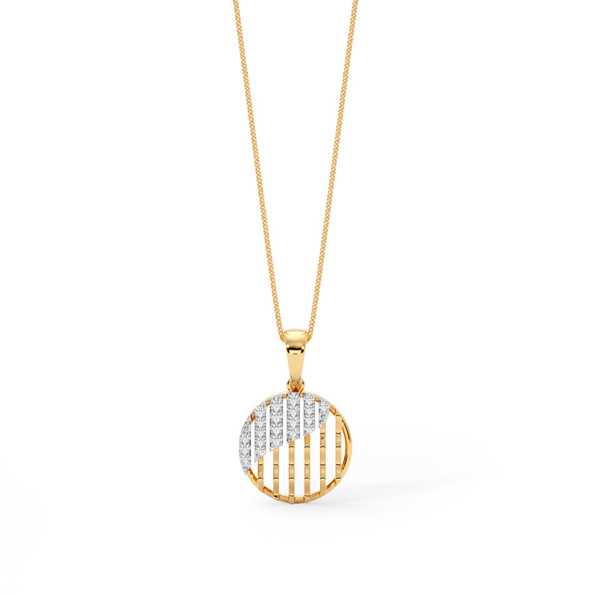 Circular Grid Gold Diamond Pendant