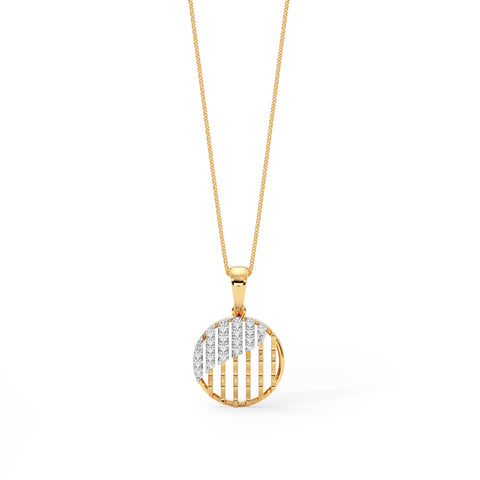 Circular Grid Gold Diamond Pendant