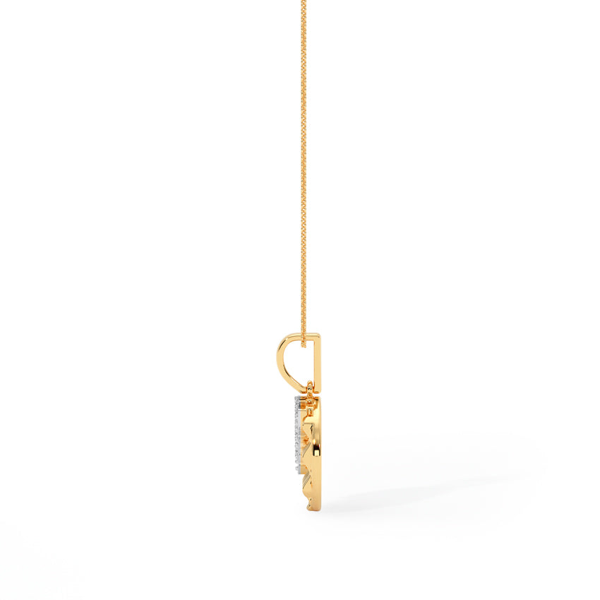 Circular Grid Gold Diamond Pendant