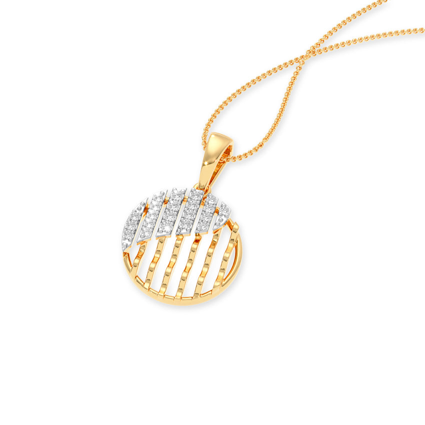 Circular Grid Gold Diamond Pendant